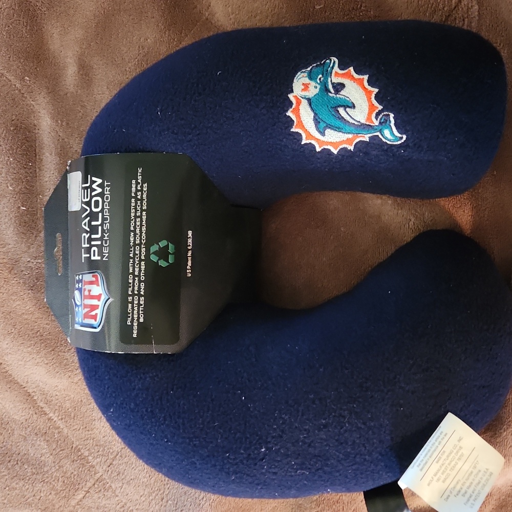 NFL Miami Dolphins travel pillow.
